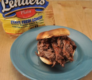 Lender's Sweet and Sour Brisket Bagel Sandwich