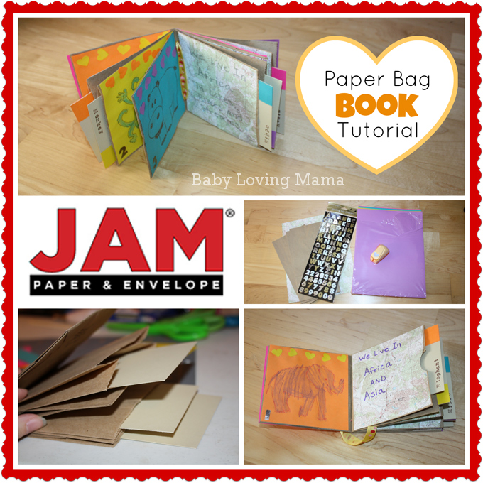 Paper Bag Book Craft Tutorial with JAM Paper and Envelope - Finding Zest